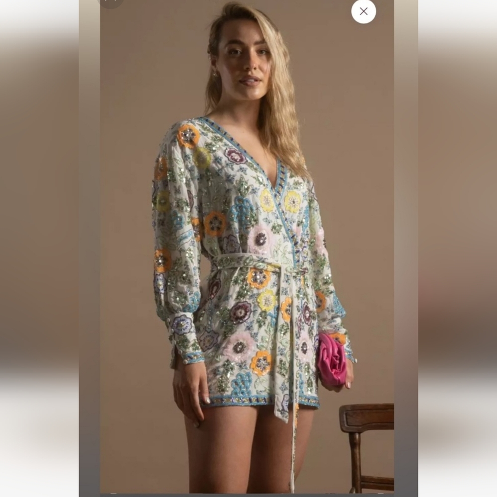 Asos edition floral embellished floral wrap mini dress